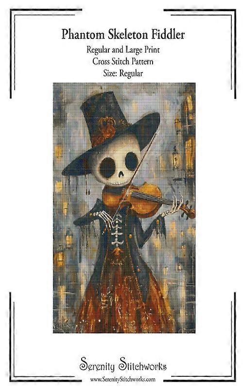 Phantom Skeleton Fiddler Cross Stitch Pattern - Regular Size Edition Regular And