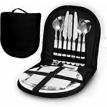 Conjunto de talheres para camping, 13 em 1, conjunto multifuncional de utensílios de cozinha portáteis com bolsa de armazenamento impermeável para piquenique 25-26