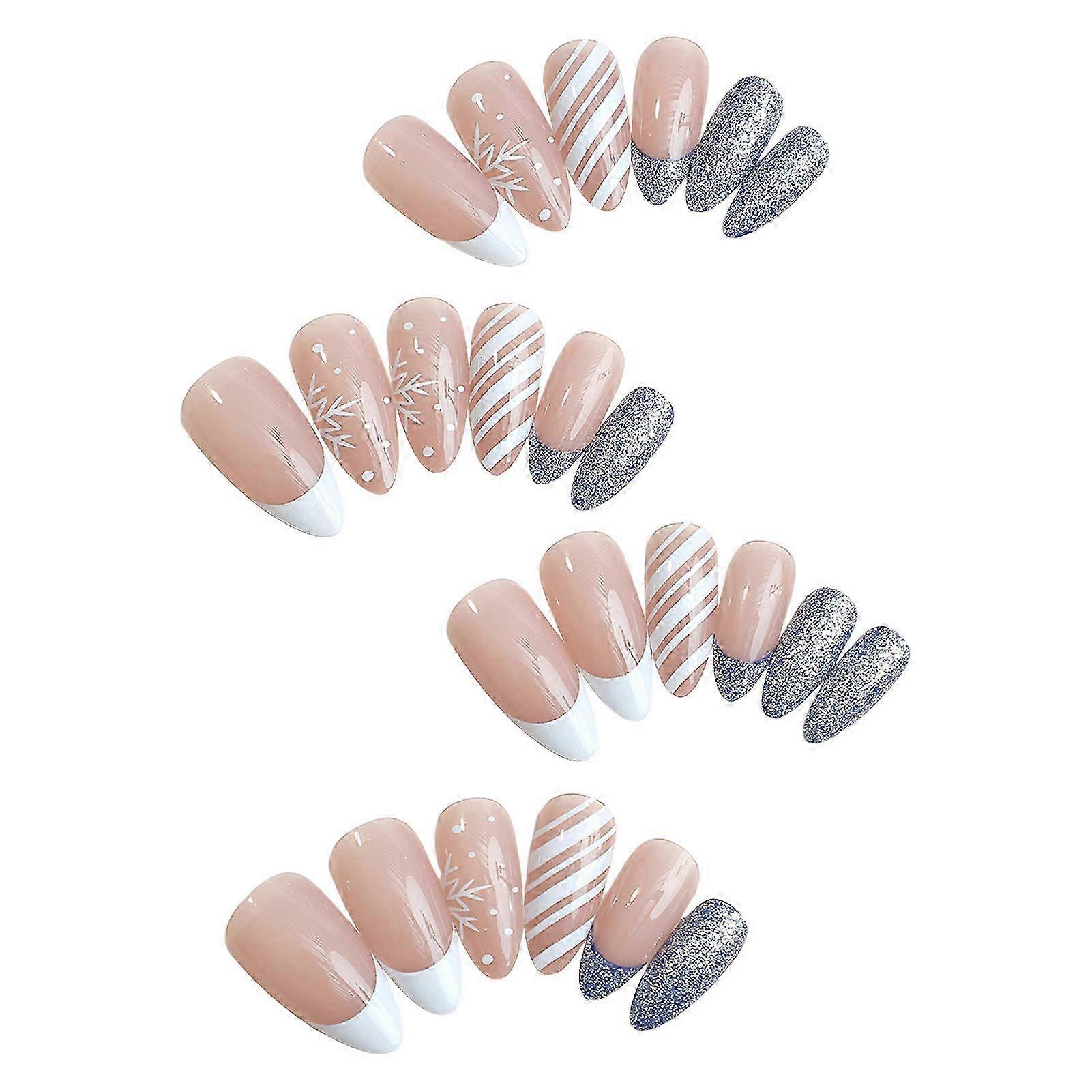 Durable Nude Press On Nails Blue