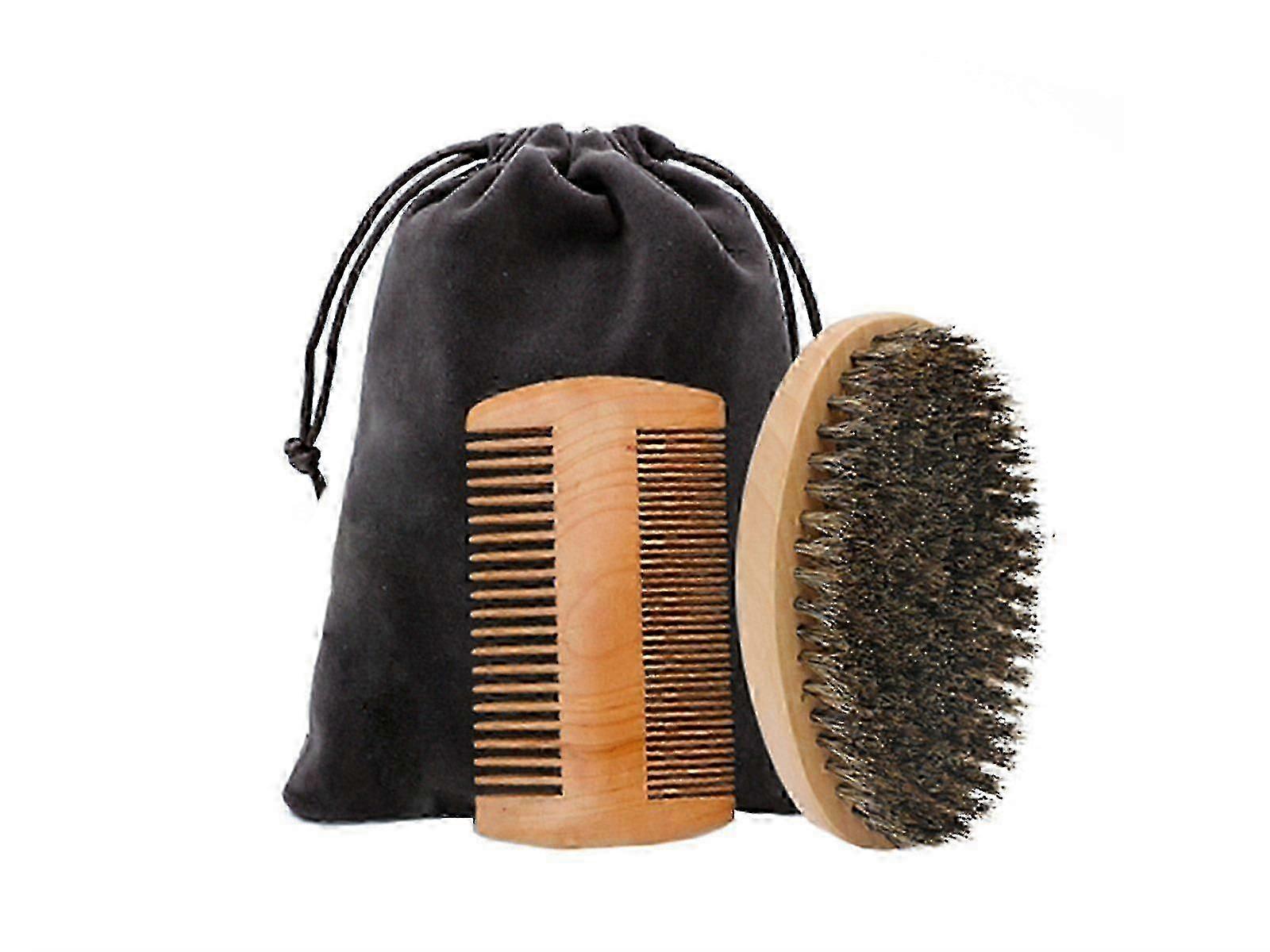 Wooden Beard Brush Comb Travel Kit
