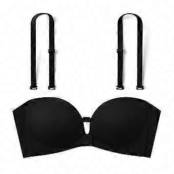 Women's Strapless Front Closure Bra Push Up Padded Add-a-Cup with Removable Straps, Non-Slip, Wireless & Seamless