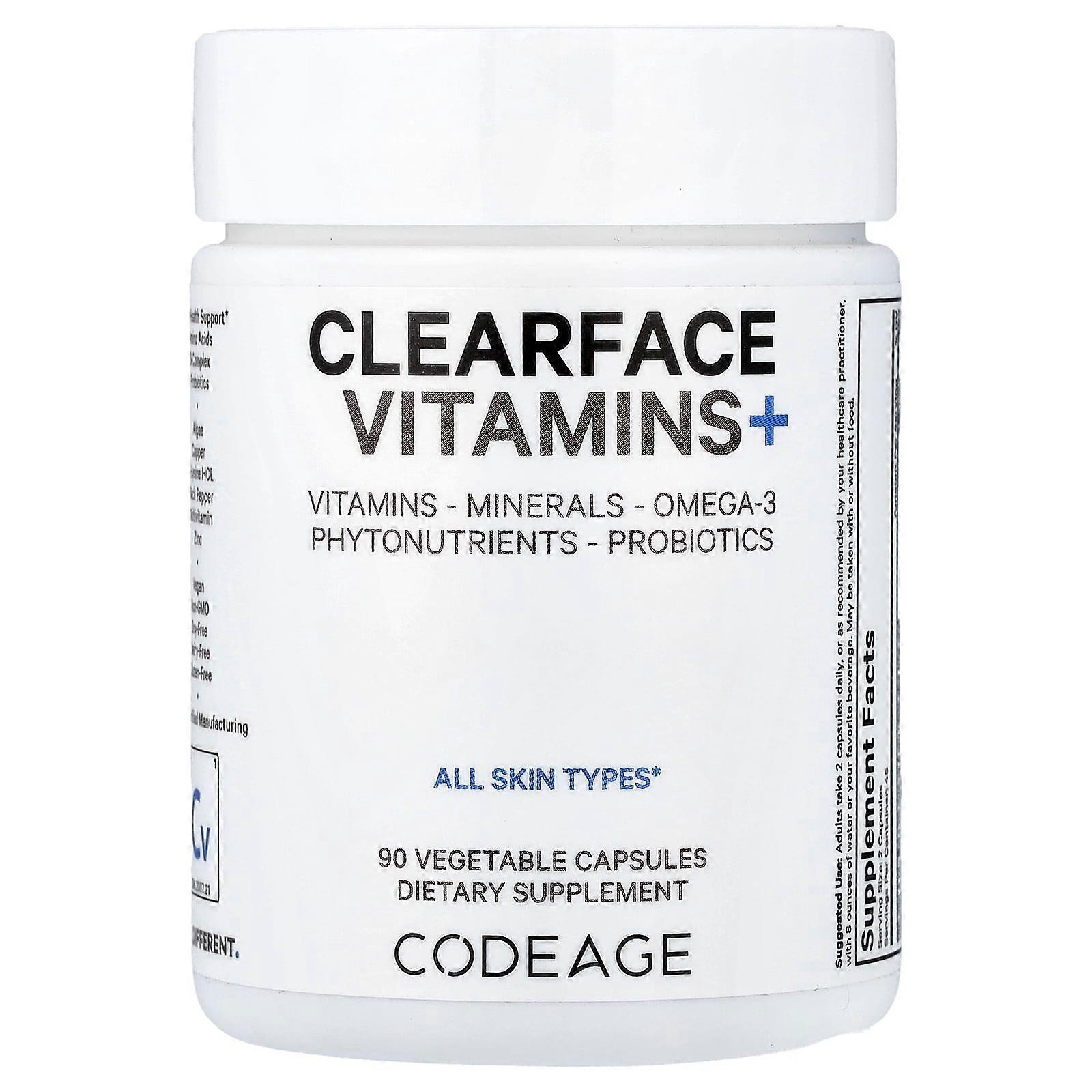 Codeage, Clearface Vitamins+, 90 pflanzliche Kapseln