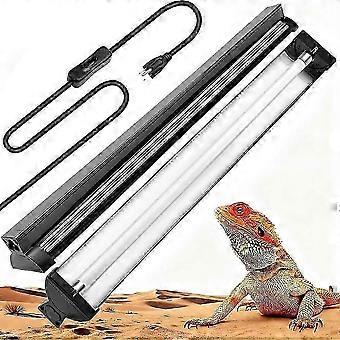 T5 HO UVB Reptile Light Fixture with 10.0 UVB Bulb, 24W High Output UVB Light for Reptiles, 22" T5 UVB Light Bar US Plug LX-WHBYV