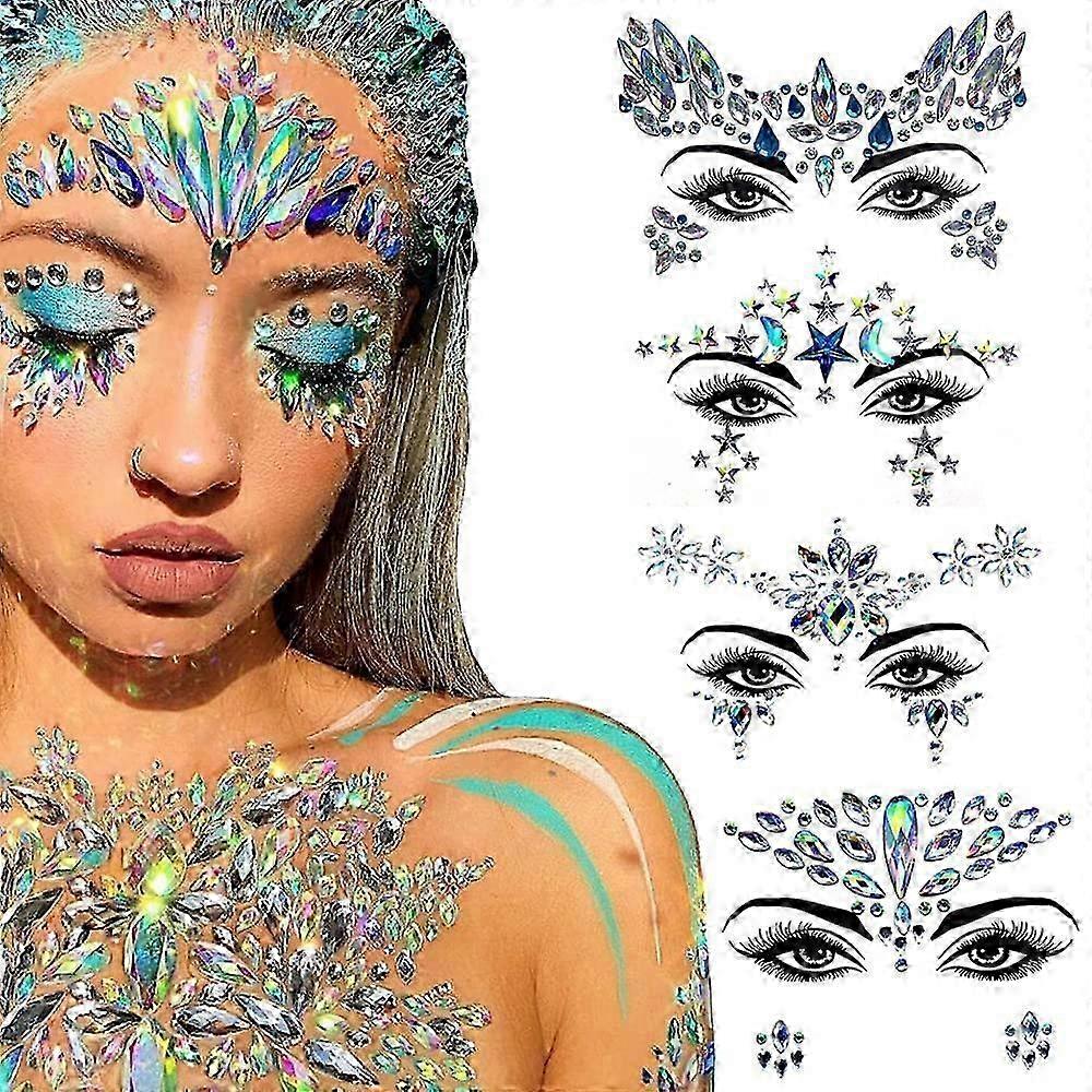 4-Pack Glitter Face Jewels Rhinestone