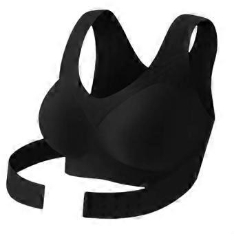 Posture Corrector Front Closure Bralette, Wireless Push Up Underwear for Women, Breathable Full Coverage Bra, Black, S
