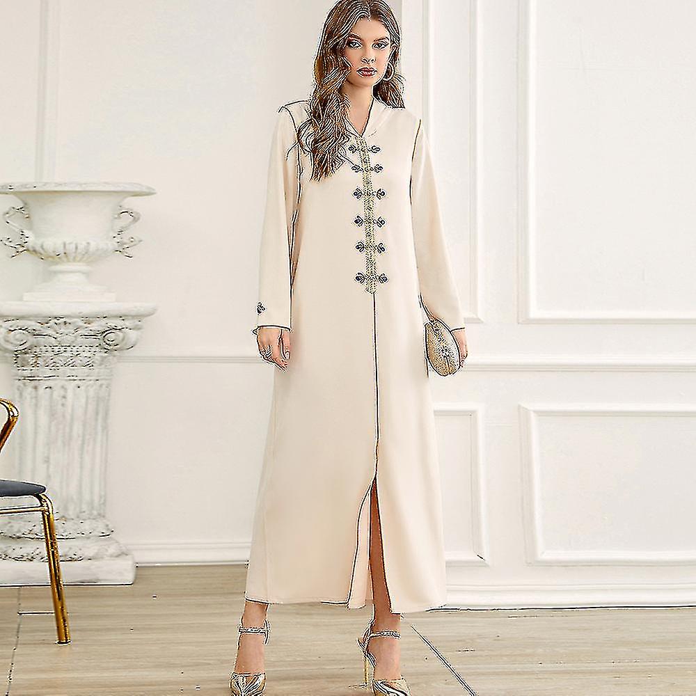 Ramadaneid Summer Arabic Kaftan Dress - Lightweight, Embroidered, Breathable Polyester, Eid & Ramadan Wear