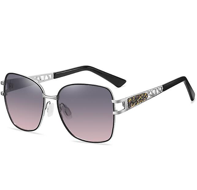 2022 Fashion Luxury Ladies Diamond Metal Large Frame Polarized Sunglasses