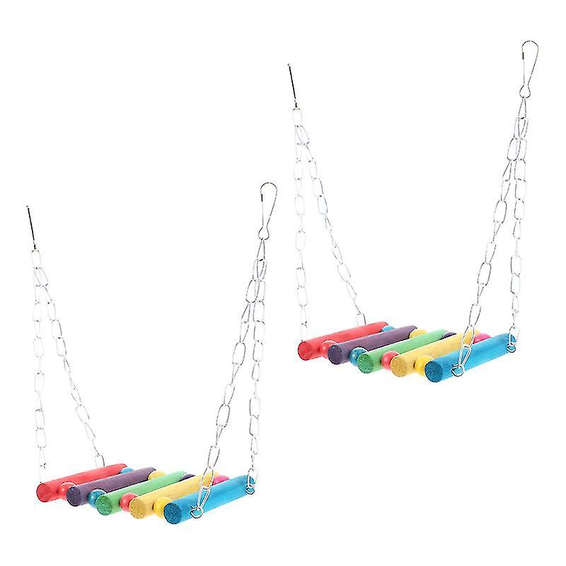 21X12x10cm Colorful Swing Sets & Playsets 2pcs Parakeet Toys Bird Parrot Swing Toys Bird Cage Toys P