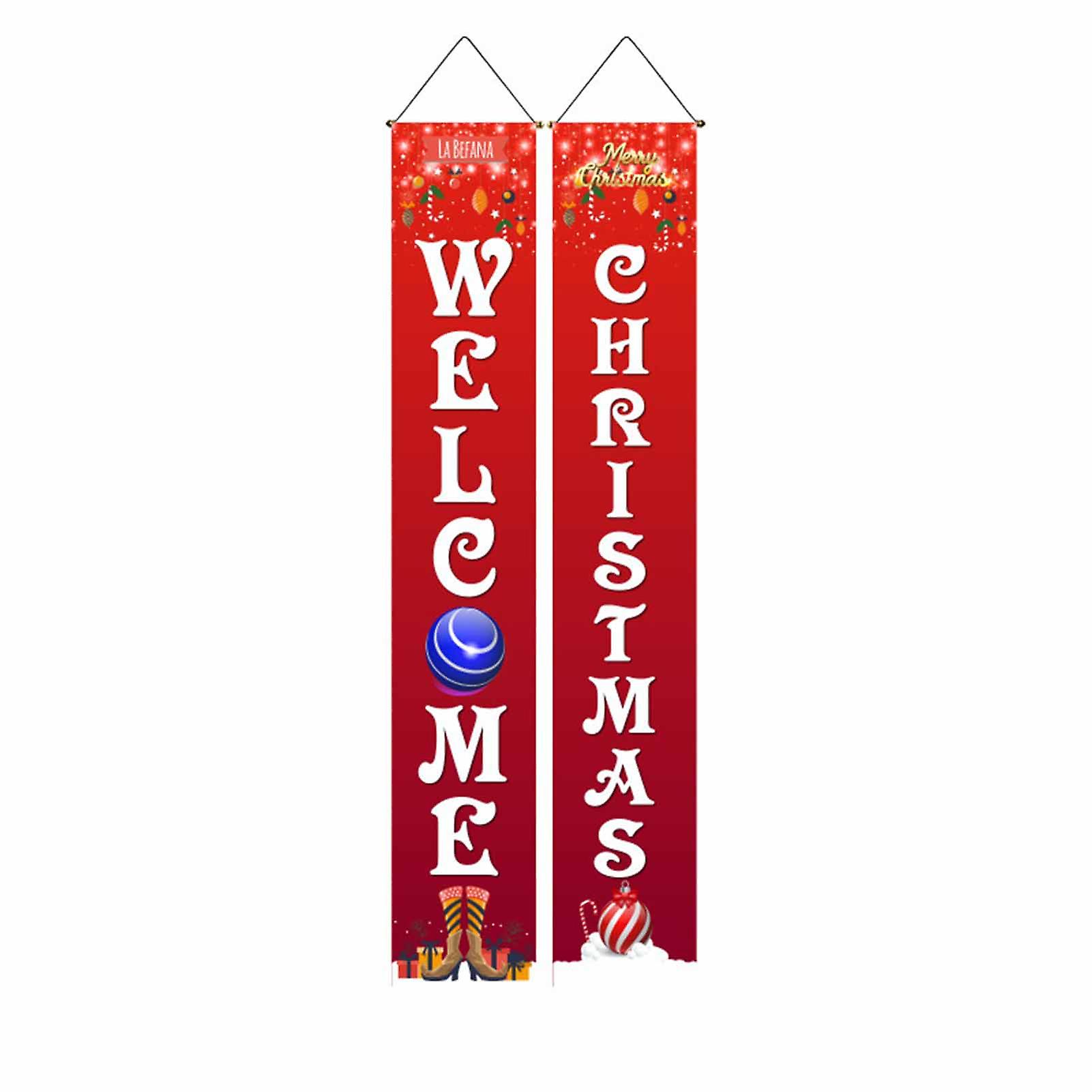 Christmas Sign Door Side Couplet Durable Polyester Fabric Banners