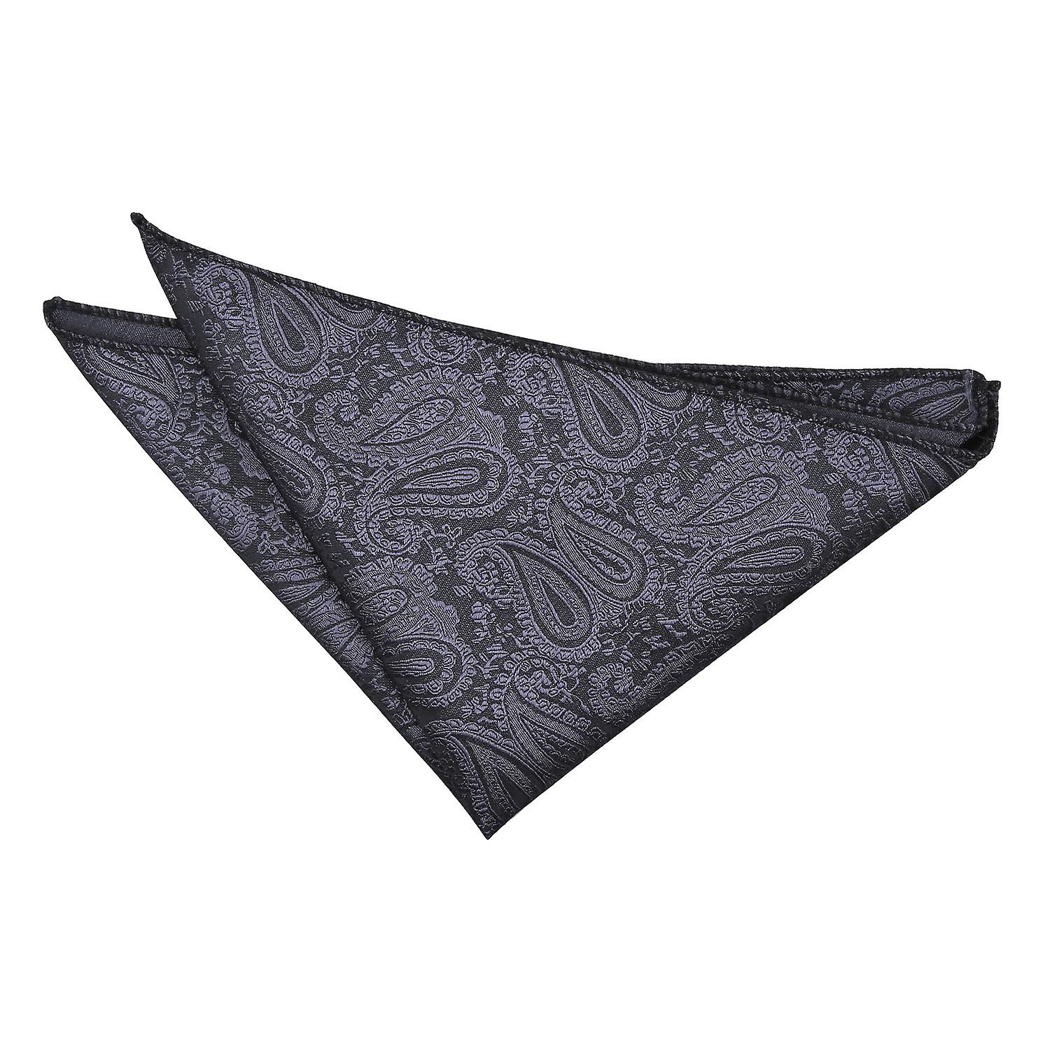 Charcoal Grey Paisley  Pocket Square