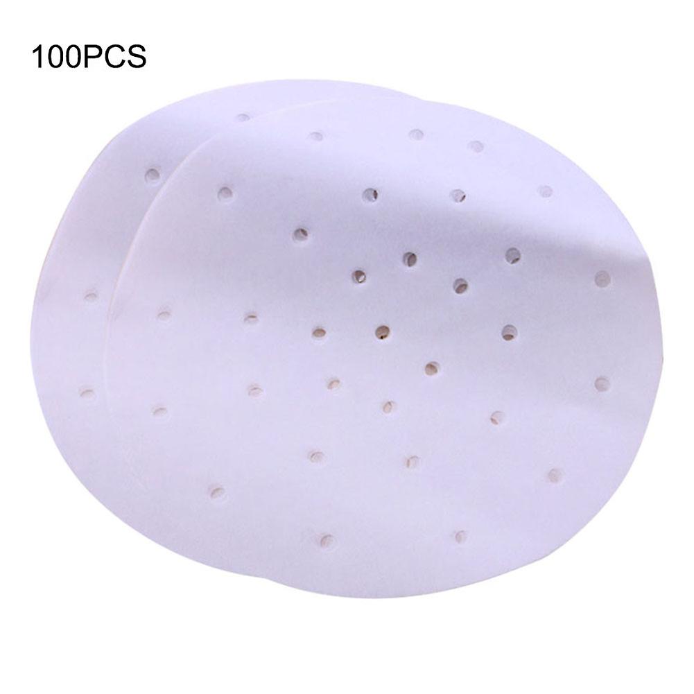100Pcs Perforated Parchment Round Bamboo Steamer Paper Liners Disposable Suitable for Cooking Steaming Basket Air Fryer