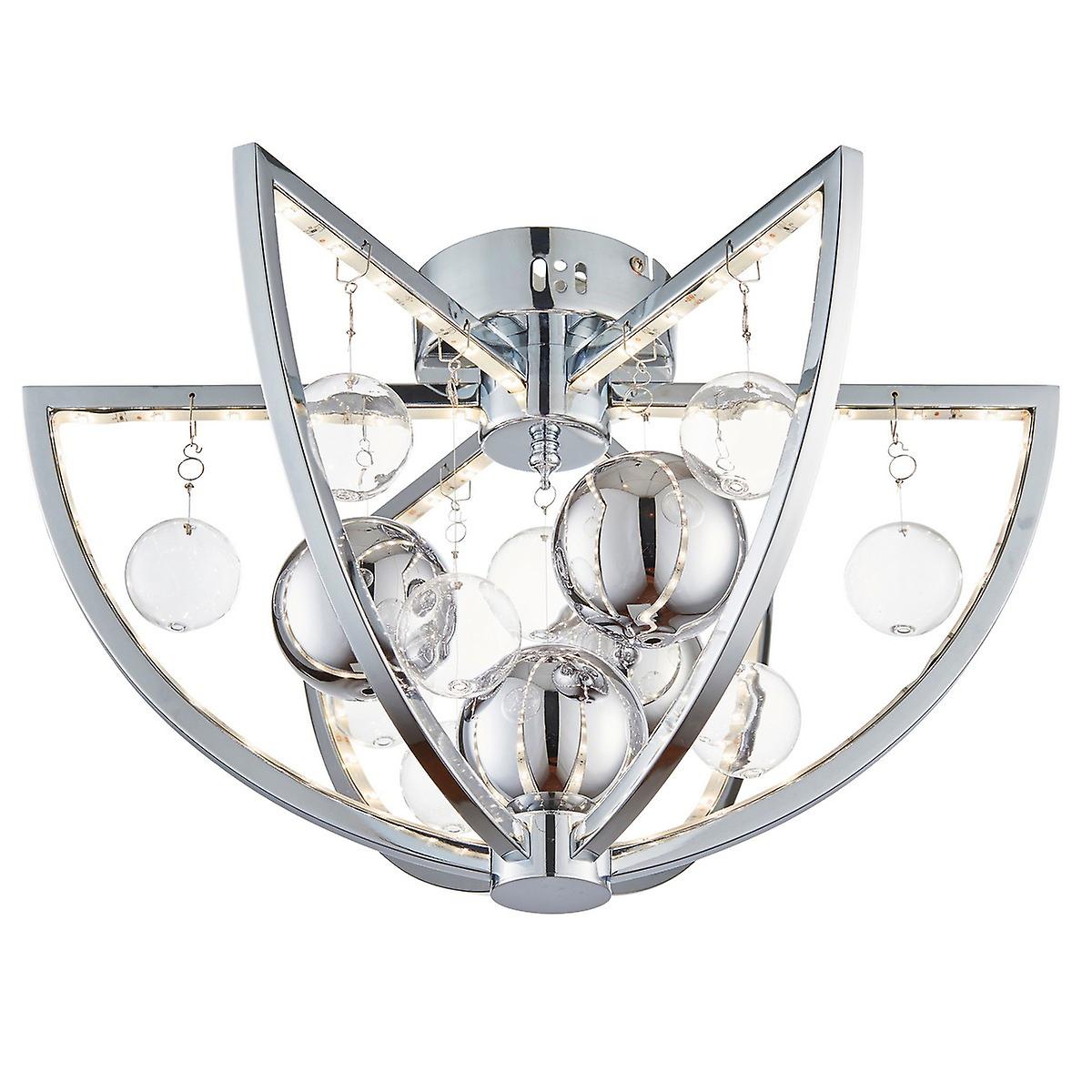 Endon Muni - 1 Light Flush Ceiling Light Chrome Glass Balls