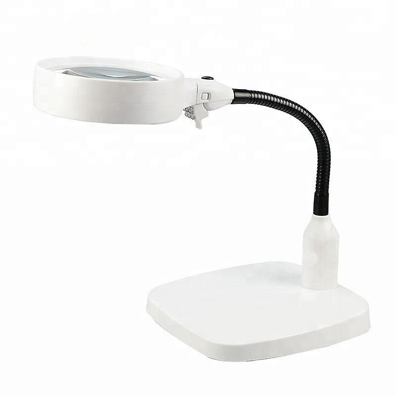 8X Led Lighted Desktop Magnifier Large 5.5 Inch Lens Stand Tabletop Lamp Hands-free Reading Crafts Tools