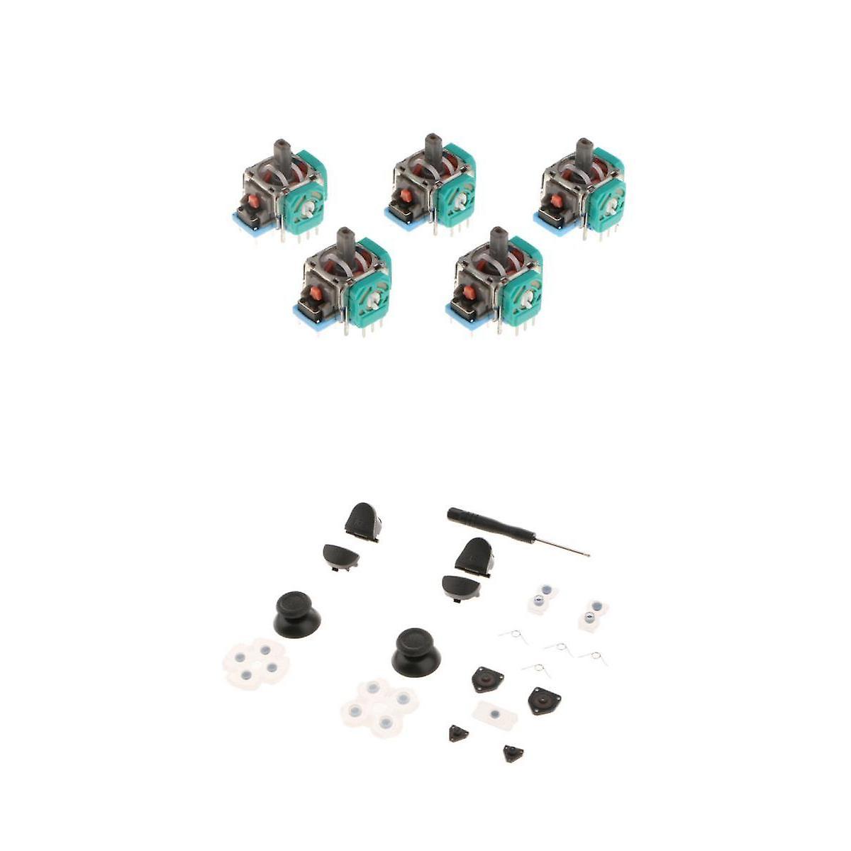 For PS4 Controller L1 R1 L2 R2 Trigger Spring Buttons Set + 5x 3D Joystick