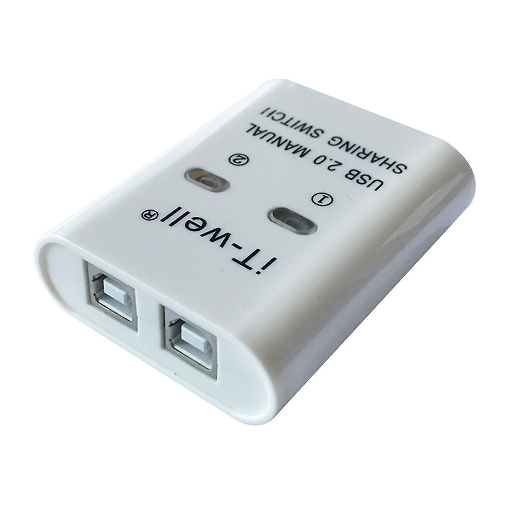 USB 2.0 Manual Sharing Switch Printer Sharing Device Hub 2 in 1 Out Splitter