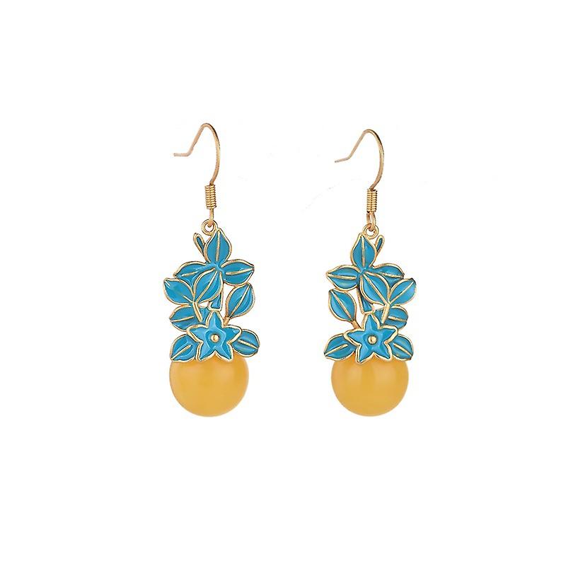 Imitation Beeswax Round Beaded Earrings