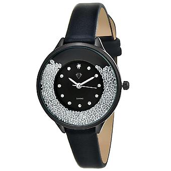 Relógio Feminino MF459-DIAMANT-NOIR - Pulseira de Couro Preto