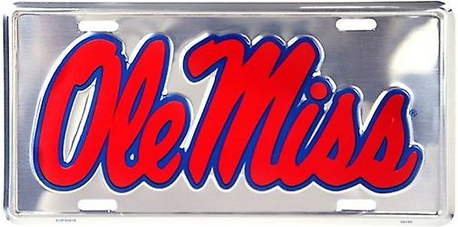 Ole Miss Rebels NCAA Silver Mirror License Plate