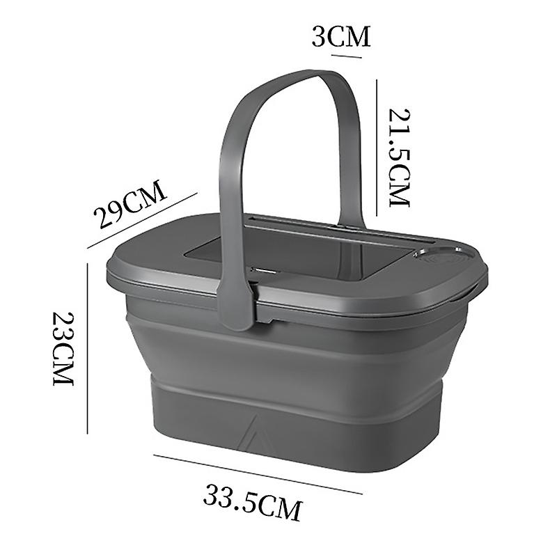 18L Camping Food Basket Collapsible Camping Storage Box with Tray Table for Wine Food Drinks Grey