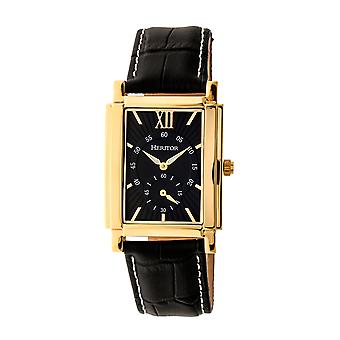 Heritor automatische Friedrich Leder-Band Uhr - Gold/Schwarz