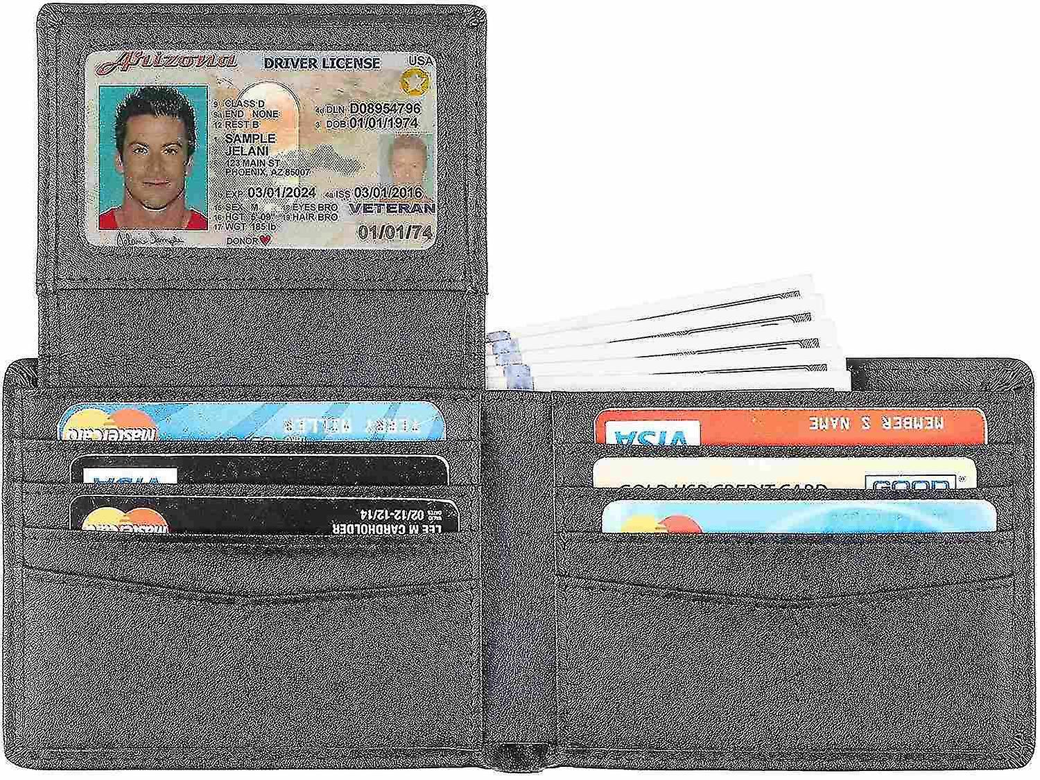 جلد طبيعي Rfid حجب محافظ الرجال محفظة Bifold الكلاسيكية