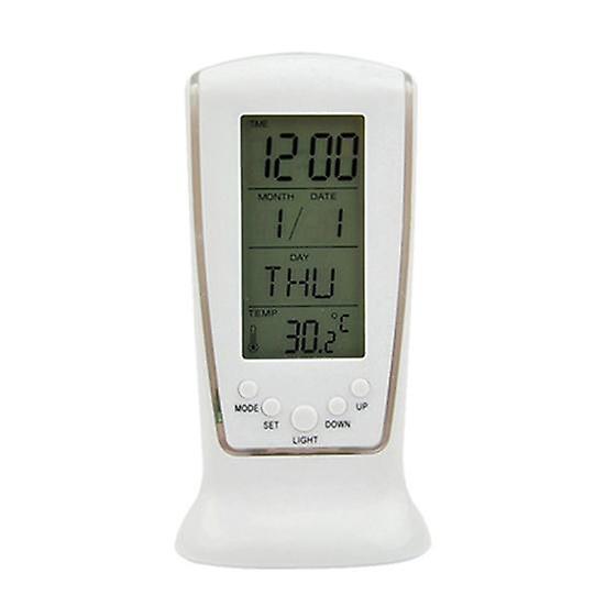 Digital Alarm Exquisite Craftsmanship Music Play White Electronic Clock with Blue Backlight for School