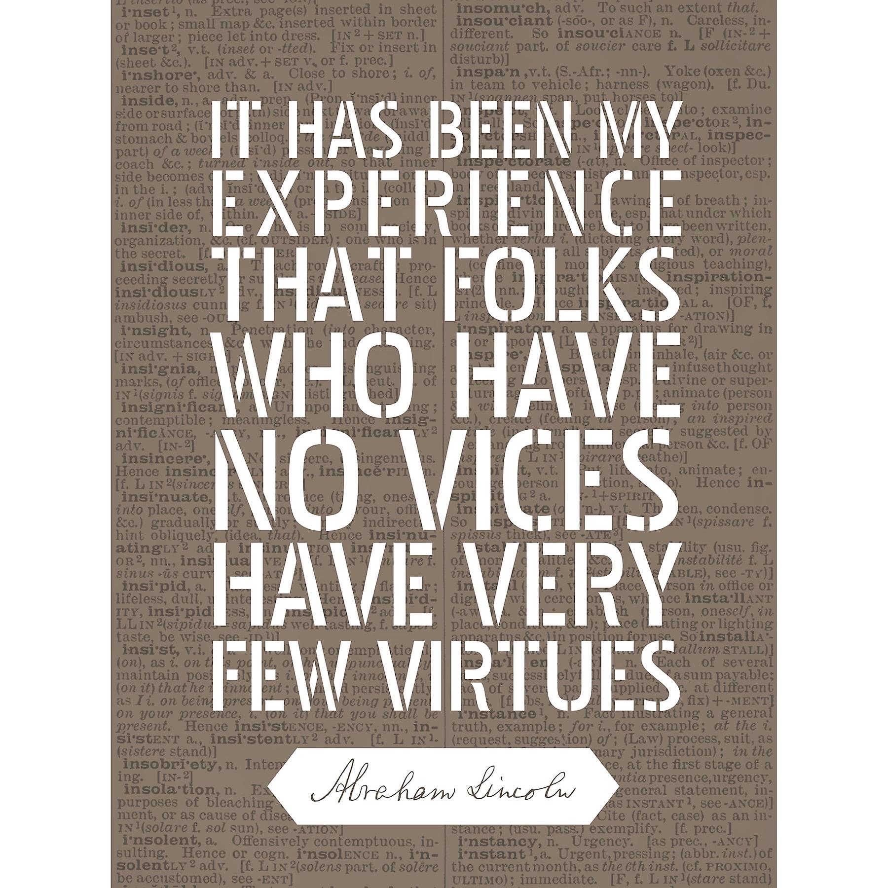 Dictionary Page Quote Abraham Lincoln Vices Virtues Premium Wall Art Canvas Print -yezhiaaa1045