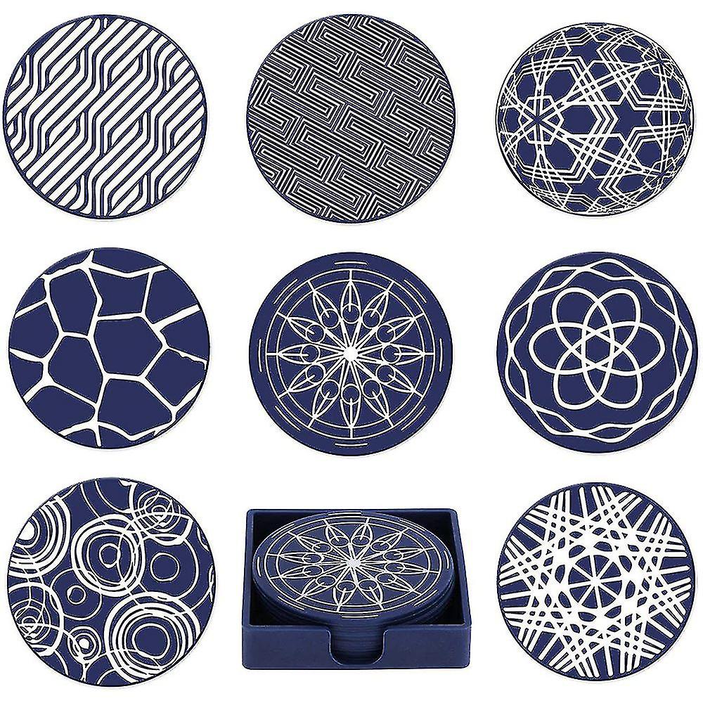 Drink Coaster, Silicone Coaster 8-piece Set With Bracket, Suitable For Bar, Table Decoration, Prote