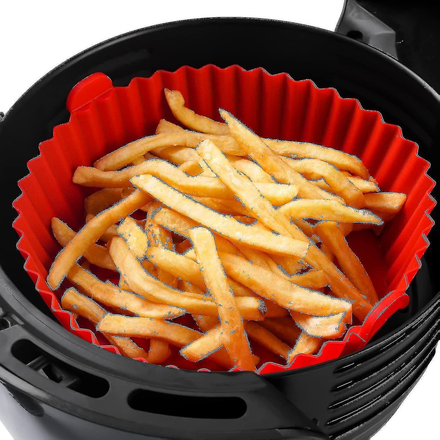 Lanhu Air Fryer Silicone Pot - Air Fryer Oven Accessories - Replacement For Flammable Parchment Liner Paper - No Need To Clean The Air Fryer White