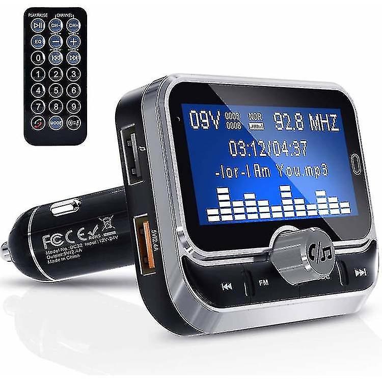 Bluetooth Fm Transmitter For Car, Bluetooth   Wireless Car Audio Adapter With Qc3.0 & 5v/2.4a Dual C