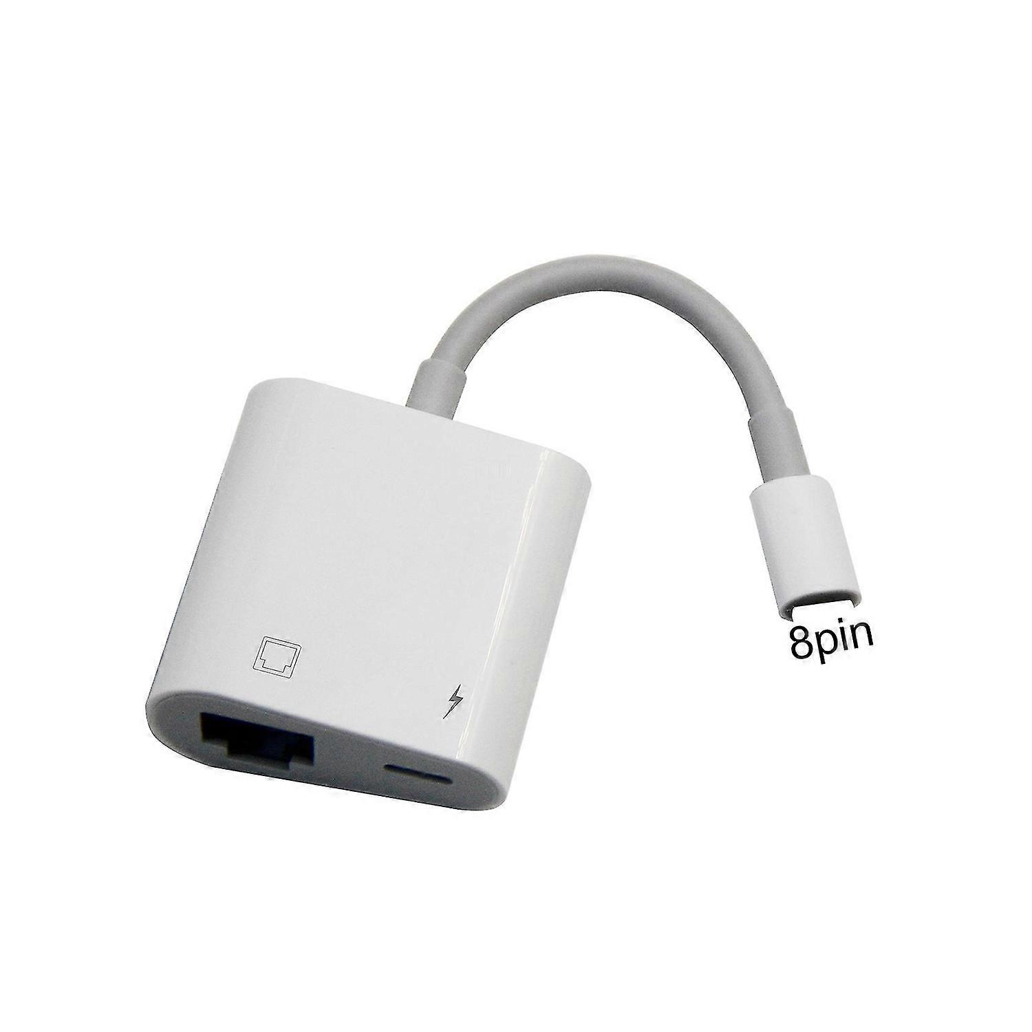 Portable Durable 8Pin to RJ45 ABS Plug Play Ethernet Converter Adapter for Apple Mobile Phone