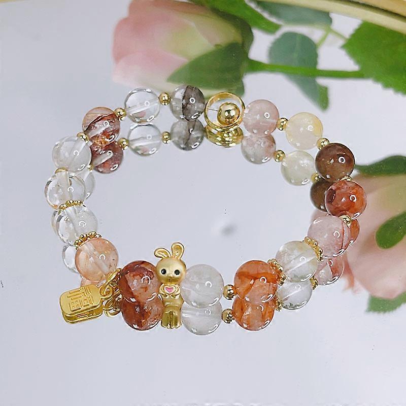 Rabbit Lucky Charm Colored Jade Agate Crystal Bracelet