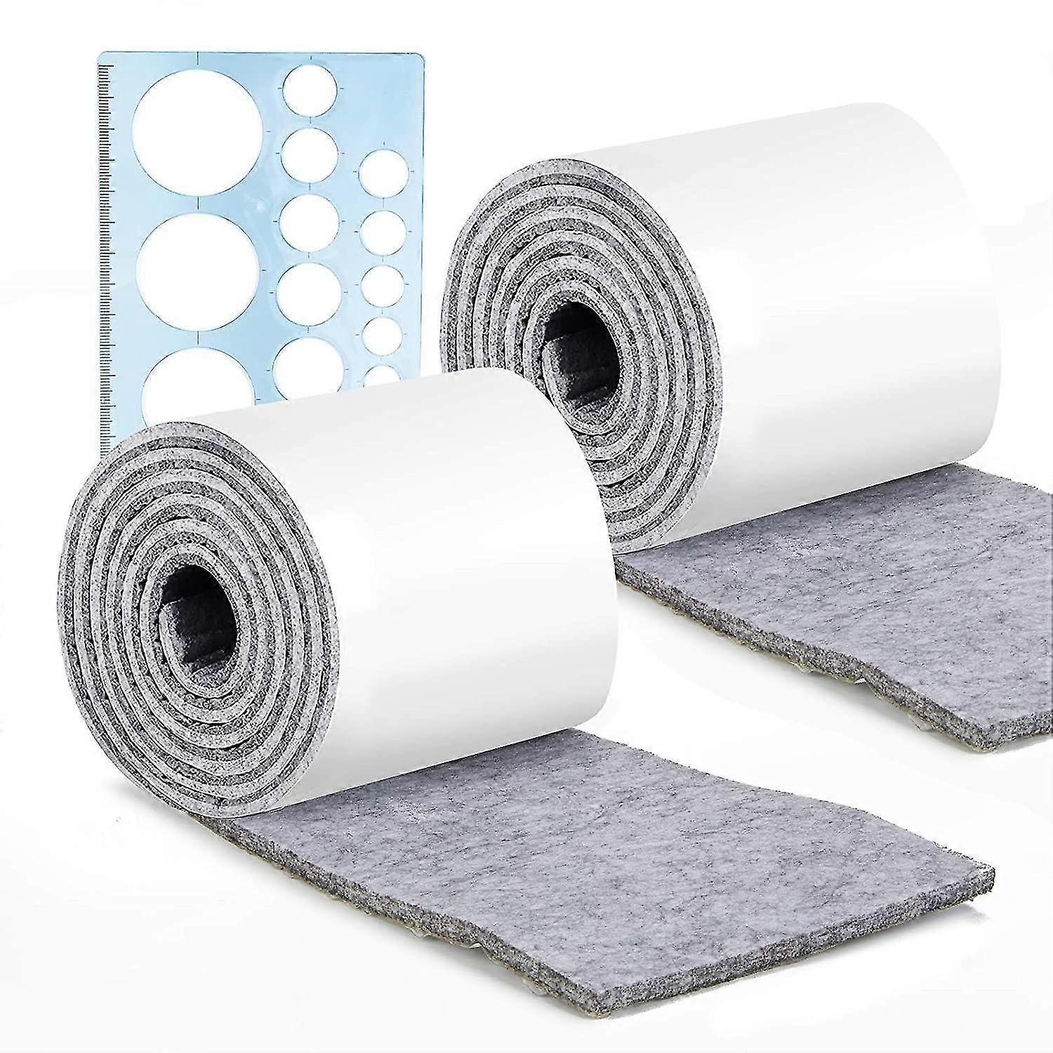 Set of 2 Self Adhesive Felt Rolls - Gray - 100 Cm X 10 Cm X 5 Mm