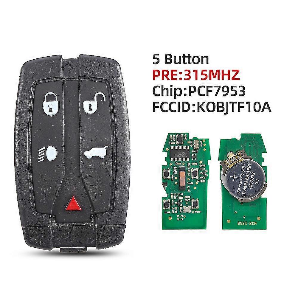 5 Button For Land Rover Freelander 2 Smart Remote Control Car Key 315/433 Mhz Pcf7953 Fcc: Kobjtf10a With Small Blade