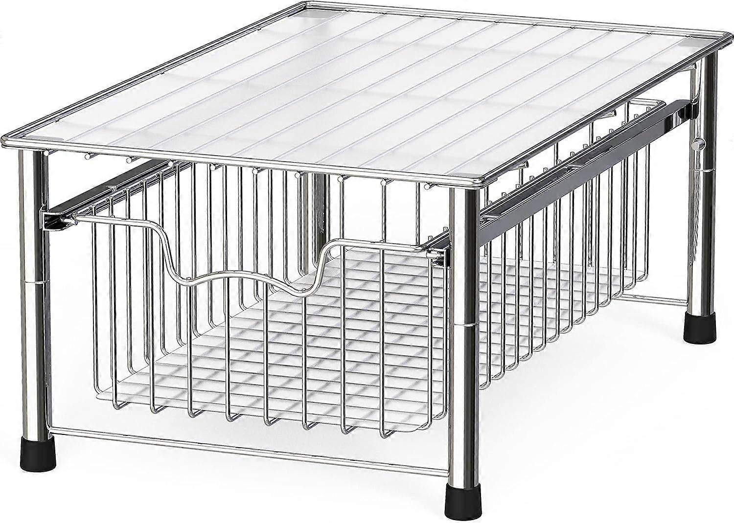 pleHouseware Stackable 3-poziomowa szuflada z organizerem na kosz przesuwny, czarny chrom 1 poziom