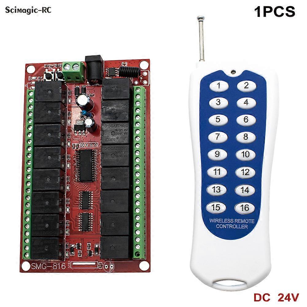 Universal 16 Channels RF Wireless Remote Control Switch 433MHz Relay DC 12V 24V Receiver & Remote Control 16 Buttons Transmitter