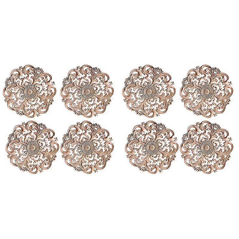 8pcs木彫りのオンレイアップリケ未塗装の木製アップリケヴィンテージヨーロピアンスタイルの彫刻デカールF用