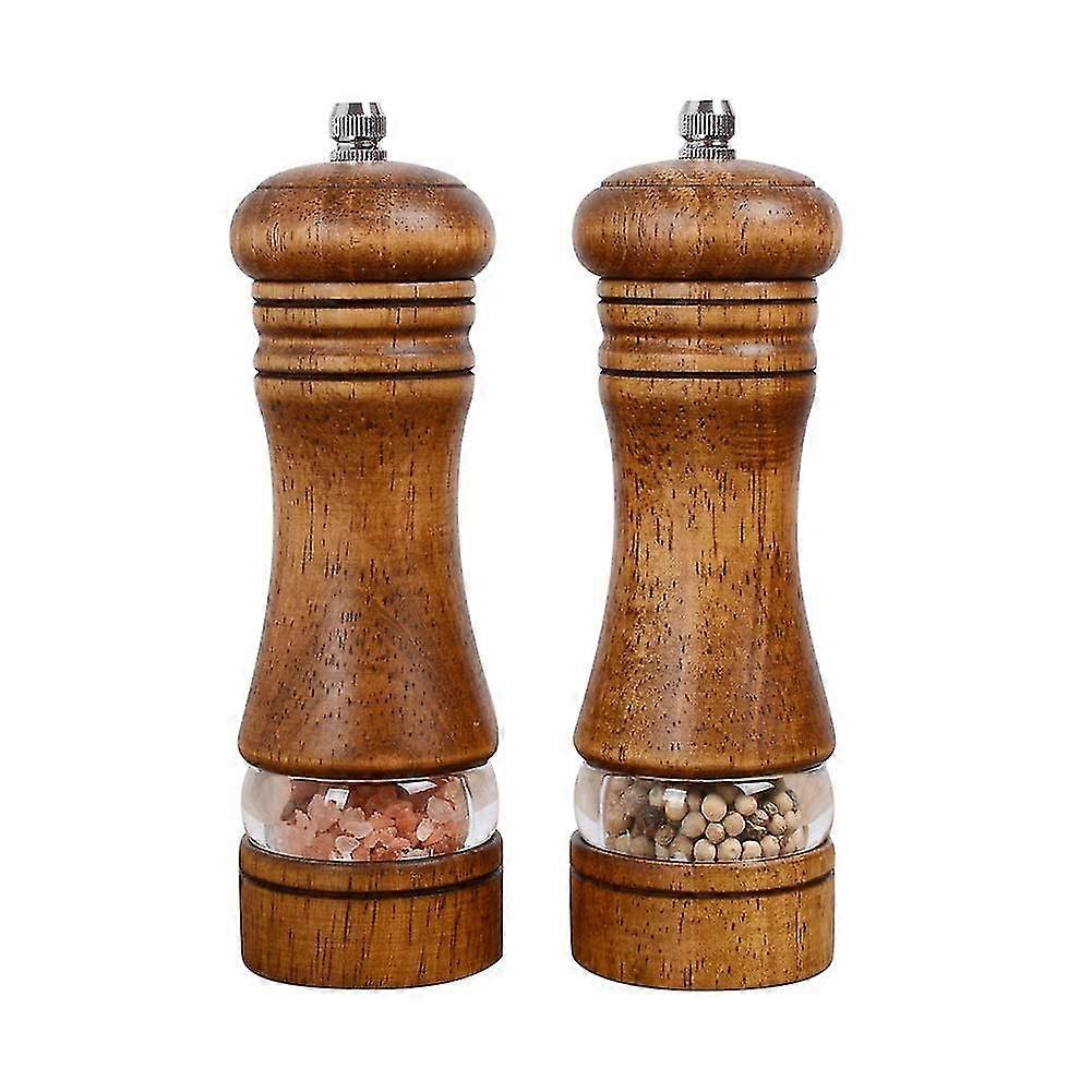 Madeira ajustável pimenta moedor garrafa de tempero 6 polegadas 2-pack