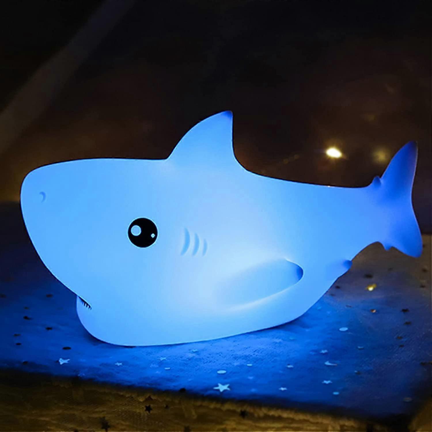 لطيف القرش ضوء الليل، USB قابلة للشحن سيليكون مصباح ليلي