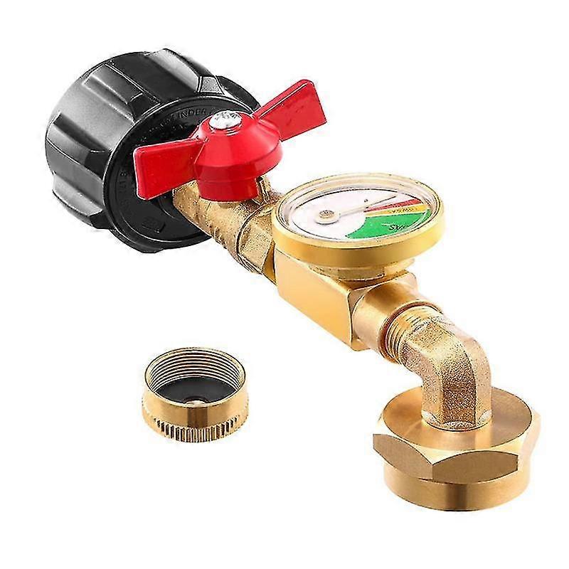 QCC1 Propane Refill Elbow Adapter with Propane Tank Gauge, 90 Degrees Propane Refill Adapter with O