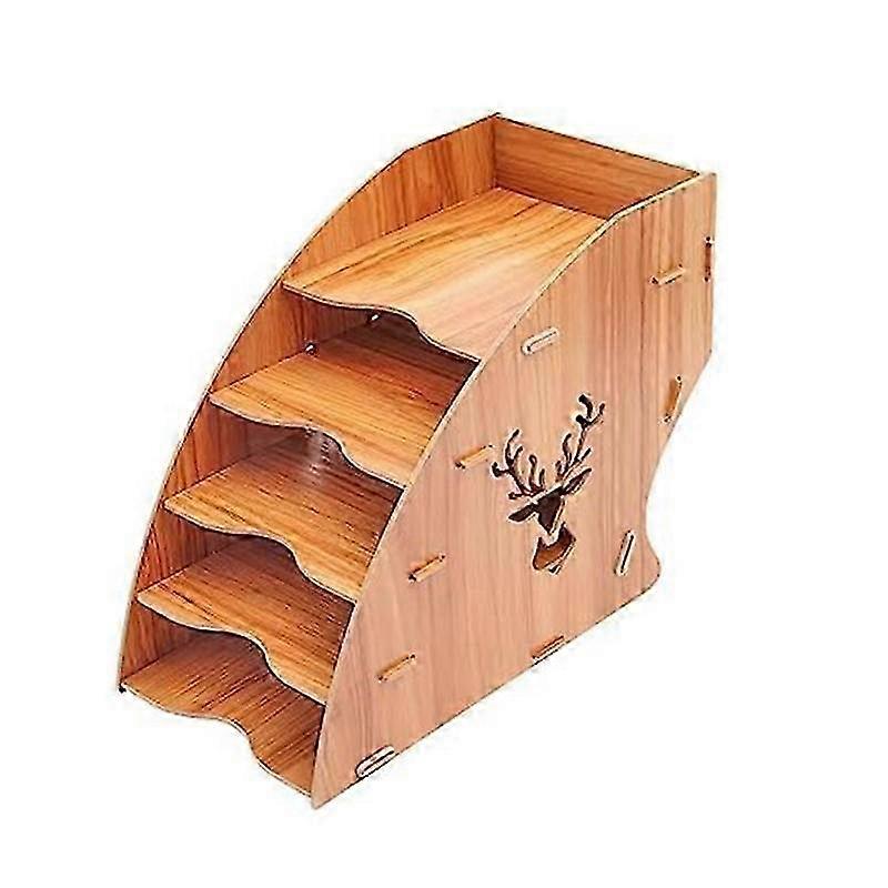 Wooden Invoice Bill Storage Rack Desktop Paper Organizer File Holder Document Letter Sorter Tray Ma