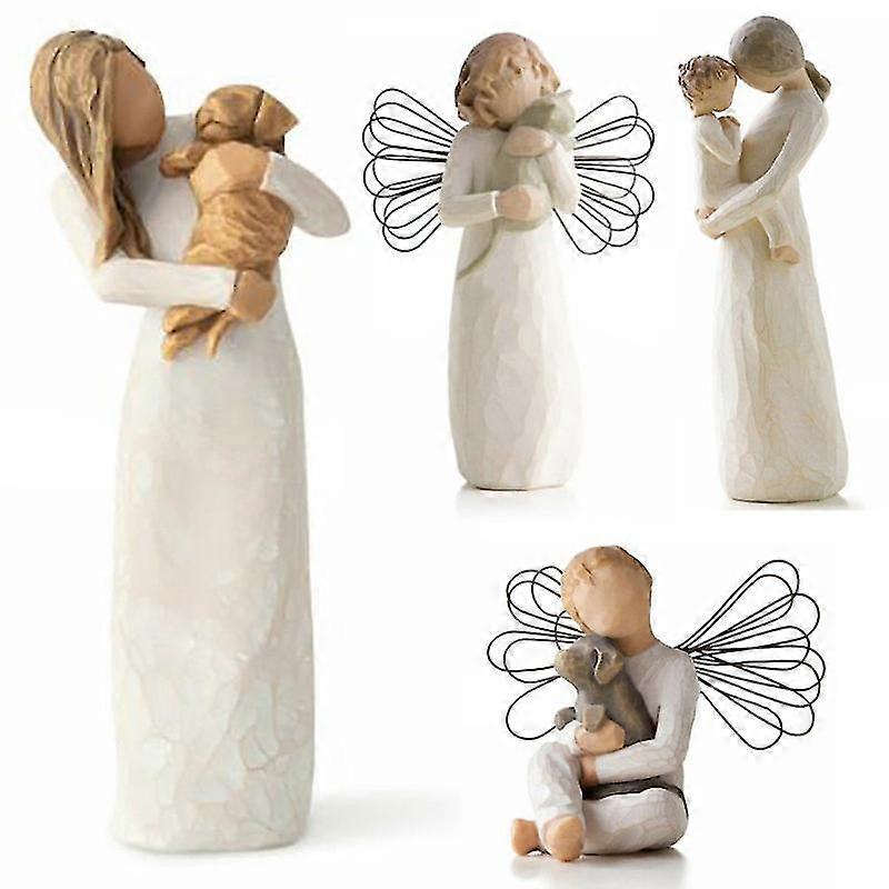 Family Parent-child Hugging Resin Ornament Hugging Pet Decoration Sculpture Minimalist Resin Craft Christmas Gift