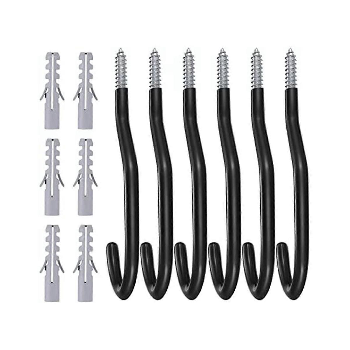 6 Pcs Bike Hooks for Garage Wall, Heavy Duty Bike Storage Hooks, Bicycle Hanging Hooks with PVC Coa