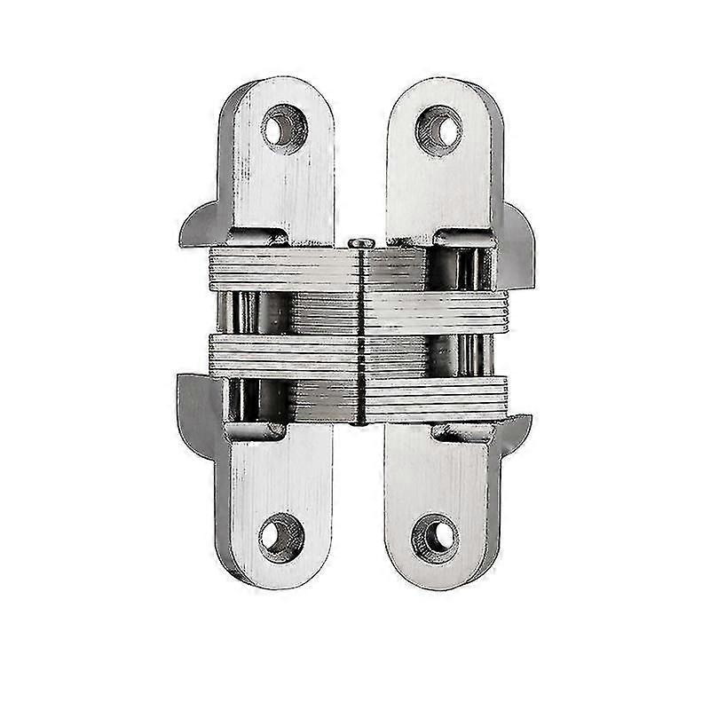 2Pcs Hidden Hinge Invisible Hinge 180 Degree Folding Door Hinge Zinc Alloy Hidden Hinge Invisible Cross For Door Cabinet, Hardware With Screws, Brush