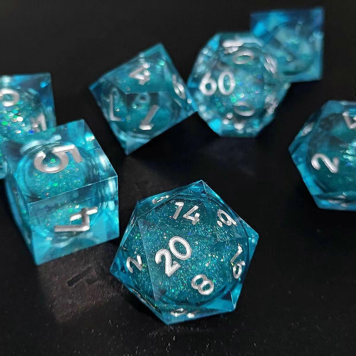 Dnd flydende kerne terninger, RPG harpiks terninger, polyedrisk harpiks skarp kant terninger harpiks terningesæt D&d terningesæt rollespil terninger D6