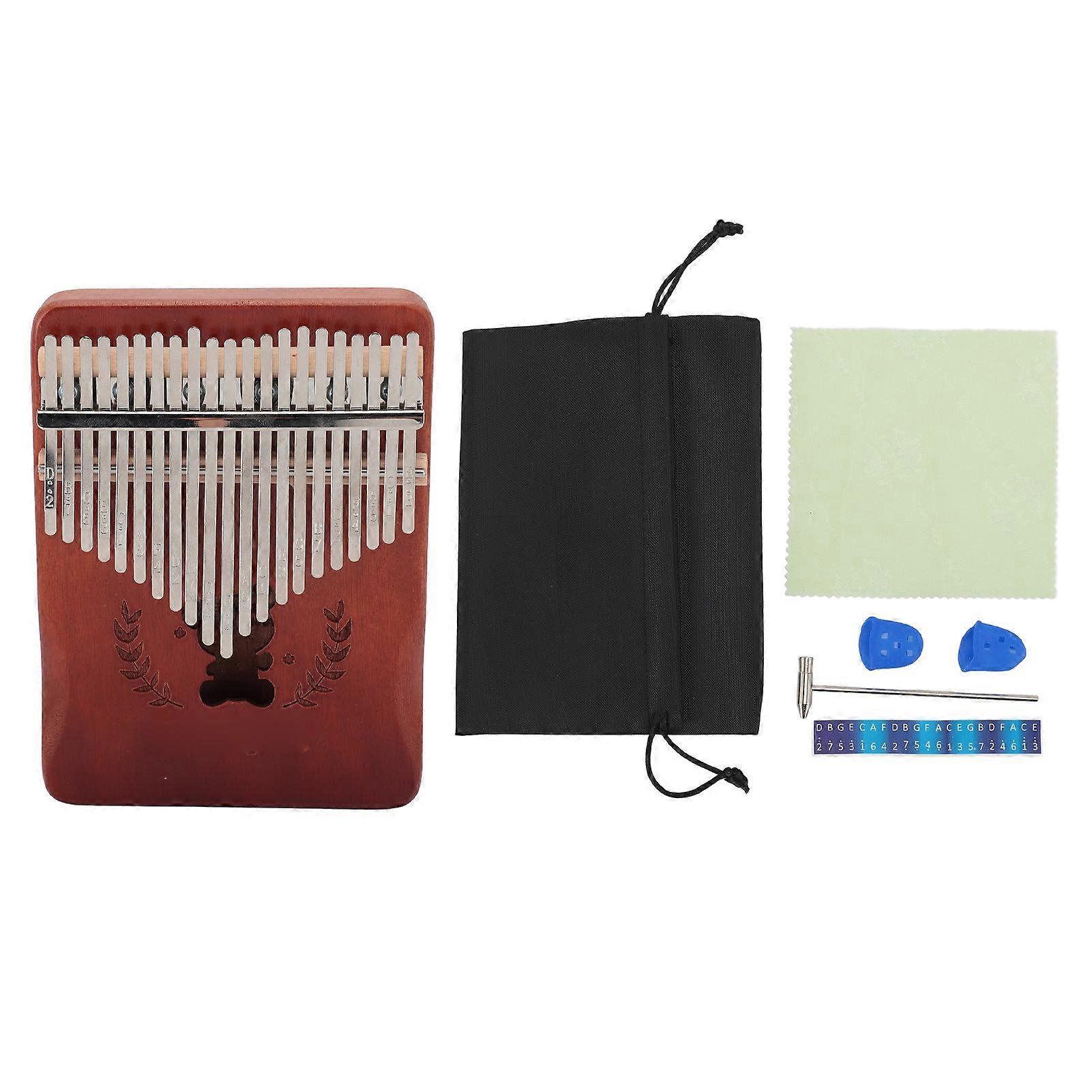 Piano à pouce de 21 touches avec marteau d’accord Bois de pêcher Kalimba Instrument de musique à doigt pour jouer quotidiennement Gradient Café