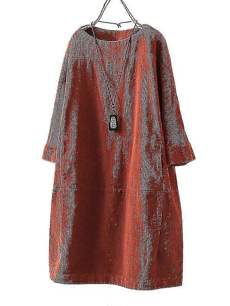 Dames Corduroy Korte Jurk Lange Mouw Split-joint Mini Jurken-Goed