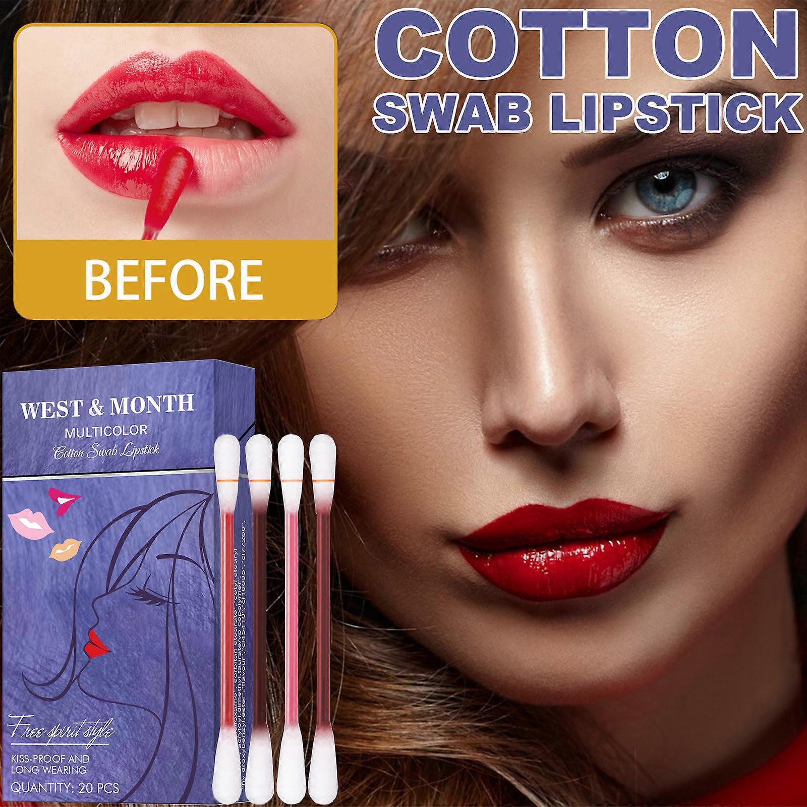 unbrand 20PCS cotons-tiges tache de lèvre longue durée antiadhésif jetable rouge à lèvres portable i