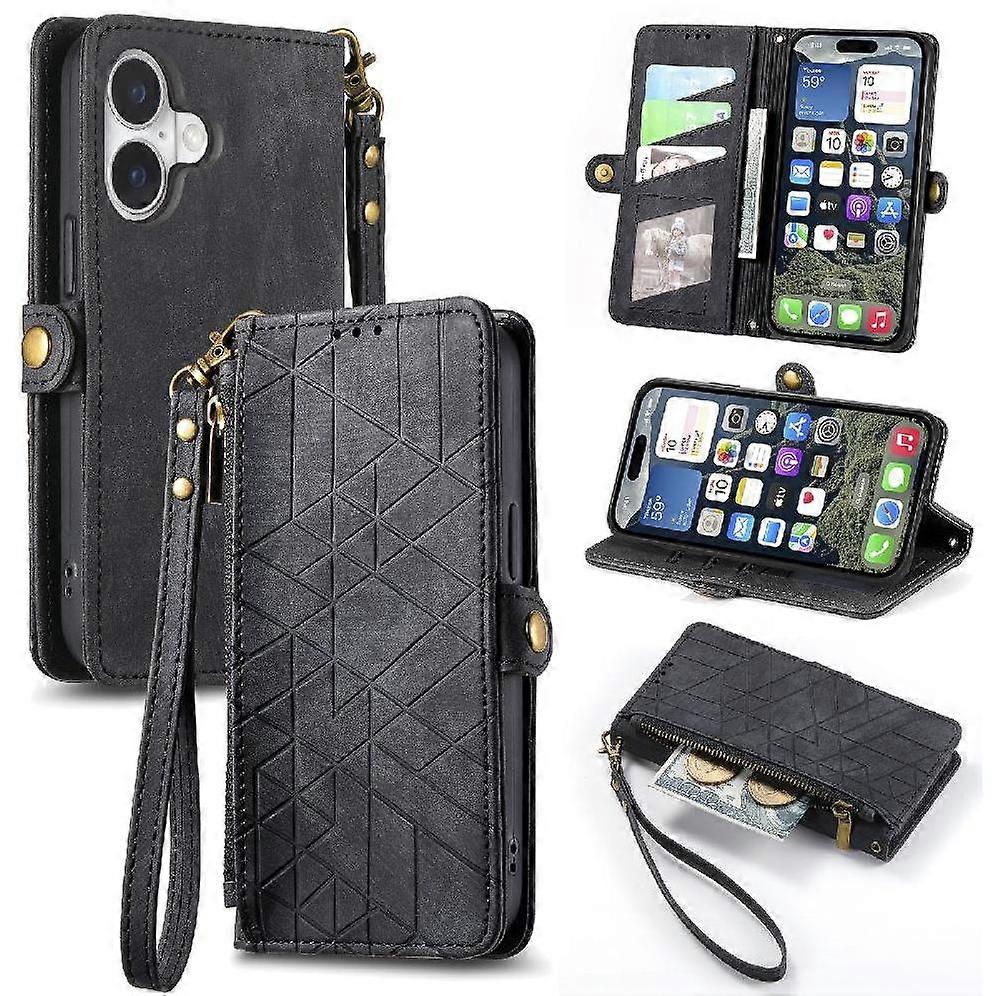 Flip Case For IPhone 16 Plus Simple Business Wallet Leather Case Flip Cover Shockproof
