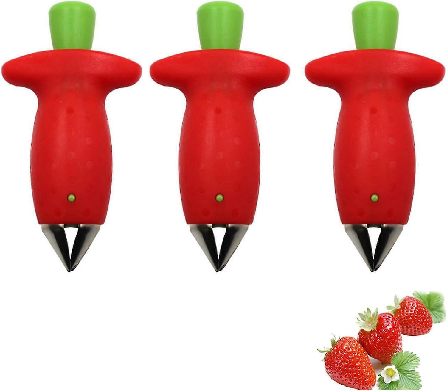 3 Pieces Fruit Corer Remover, Strawberry Slicer, Separator Sheller Tool, Suitable for Fruit Stem Extractor Tool(Red),2024 Ping
